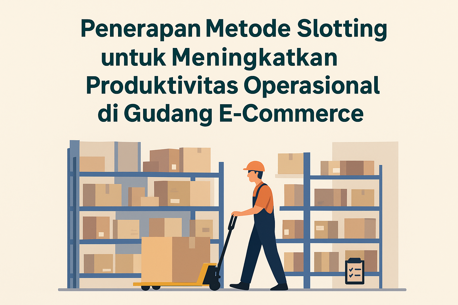 Ilustrasi penerapan metode slotting di gudang e-commerce untuk meningkatkan efisiensi order picking dan produktivitas operasional